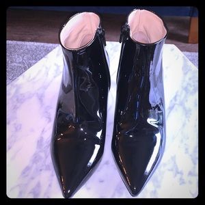 Patent leather booties